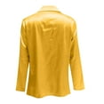 thumbnail image 4 of Womens Satin Silk Blouse Shirt Top Elegant Cowl Neck Long Sleeve Tops Dressy Business Casual Office Work Shirts Yellow 2XL, 4 of 5