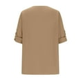 thumbnail image 6 of Tejiojio Womens Plus Size Chiffon Shirt 3/4 Rolled Sleeve Casual Tunic Tops Zipped V Neck Blouses Shirts for Women Fall/Winter Basic Clothes, 6 of 9