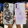 thumbnail image 6 of Compatible with iPhone 12 Case Fashion Cool Dragon Animal 3D Pattern Design Frosted PC Back Soft TPU Bumper Shockproof Protective Case Cover for iPhone 12 6.1 inch, Purple, 6 of 7