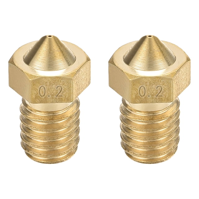 Boquilla de impresora 3D de 0.2mm, adecuada para cabezal de extrusión V6, para filamento de 1.75mm, latón, 2 piezas