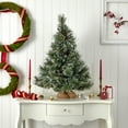 thumbnail image 2 of Nearly Natural 3 ft. Christmas Tree w/Clear Lights, Frosted Tips, Pine Cones & Burlap Bag, 2 of 5