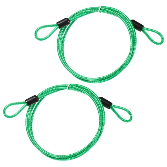 Uxcell Security Cable with Loops [2Pcs] - 3.28ft / 39.4 Inch Stainless Steel Luggage Lock Safety Cable Use For Bikes & Luggage - [Green]