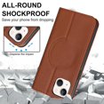 thumbnail image 3 of Funda antirrobo con cierre magnético para iPhone 13 Mini, compatible con carga magnética, piel sintética y TPU, diseño tipo cartera, ranuras para tarjetas, 3 of 5