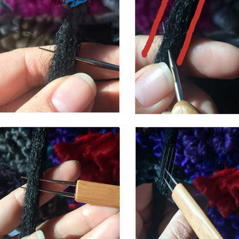 DOWILIN 1pc 0.5mm Dreadlock Crochet Needle Hook Bamboo Handle Hooks Tools  Making 