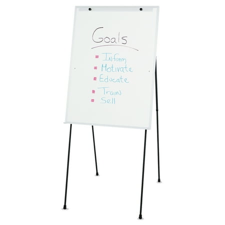 Quartet Dry-Erase Steel Easel, Melamine, 29 x 40, White, Aluminum Frame
