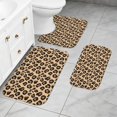 thumbnail image 2 of Black and Brown Leopard Print Bathroom Rug Set 3 Piece,Non-Slip Bath Mat Set with U-Shaped Contour and Runner Soft Absorbent Washable, 2 of 5