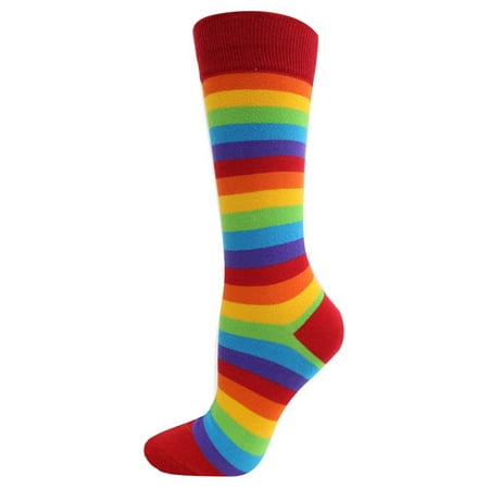 Luxury Divas - Mens Multicolor Rainbow Stripe Crew Socks - Walmart.com ...