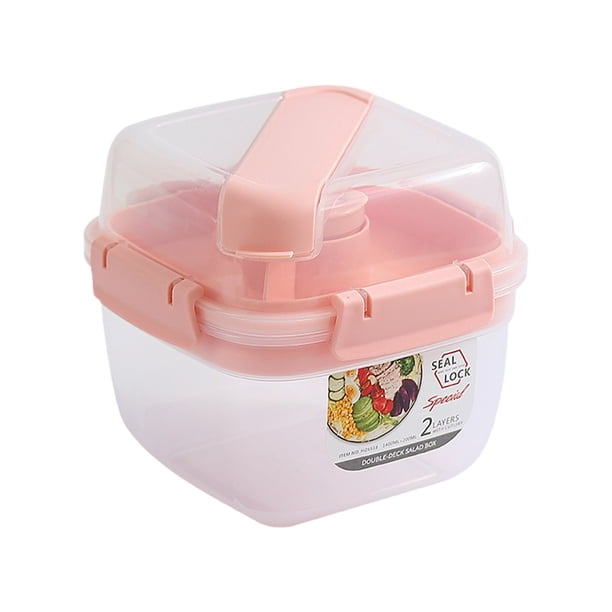Caja de ensalada de frutas de doble capa, caja bento portátil, caja sellada para mantener la frescura, caja de almuerzo