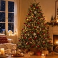 thumbnail image 4 of 49 Pcs Burgundy Velvet Flocked Christmas Ball Ornaments, Plastic Xmas Tree Hanging Decorations, Festive Holiday Party Home Christmas Tree Decor, 1.18 Inch, 4 of 8