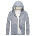 thumbnail image 3 of Tignapoo Men's Lightweight UV Protection Jacket for Summer Outdoor Activities - Breathable, Quick-Dry, Waterproof, with Hood, Long Sleeves, Zipper Pockets, Reflective Stripes - Dark Grey, Size XL, 3 of 6