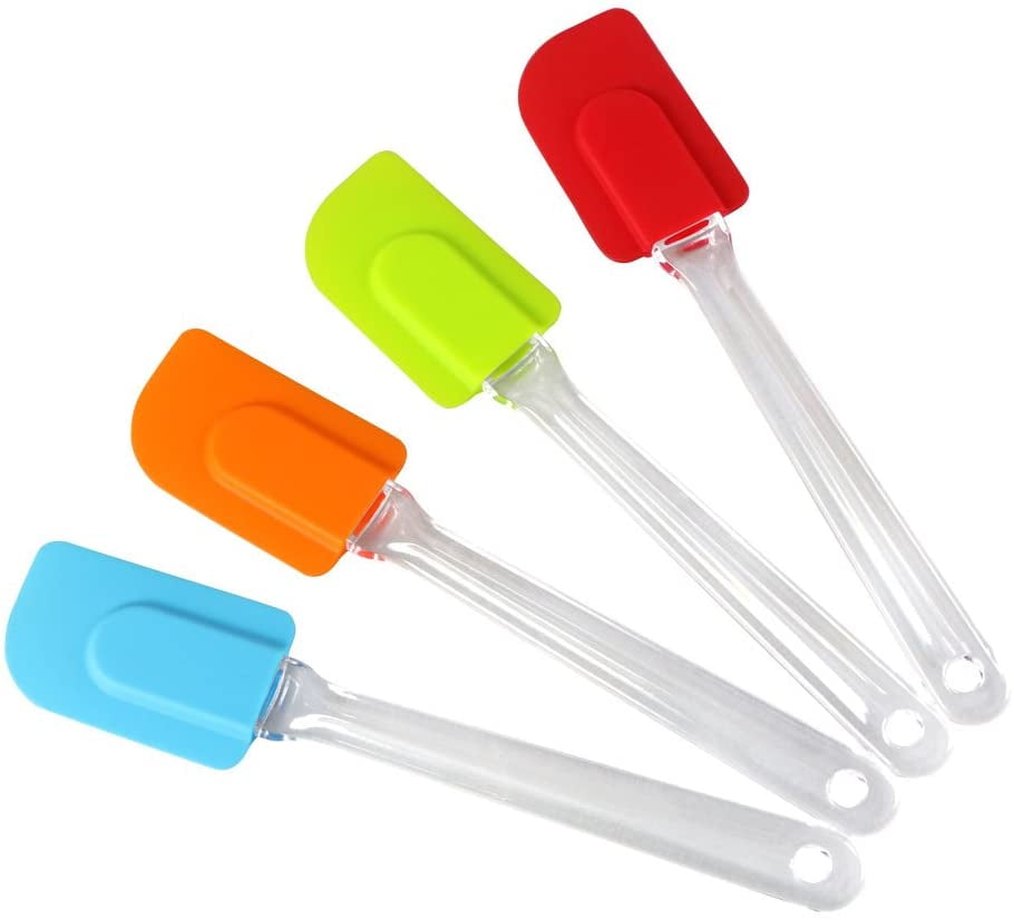 Light Blue Non-Stick Rubber Spatulas with Stainless Steel Core Silicone Spatula 4-Piece Set,Heat-Resistant Spatulas