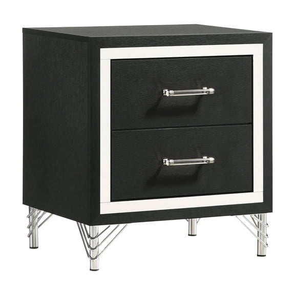 2 Drawers Modern Nightstand Bedside Table, Black