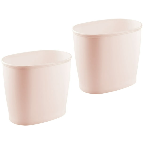 mDesign Small Plastic Oval Trash Can Garbage Wastebasket ...