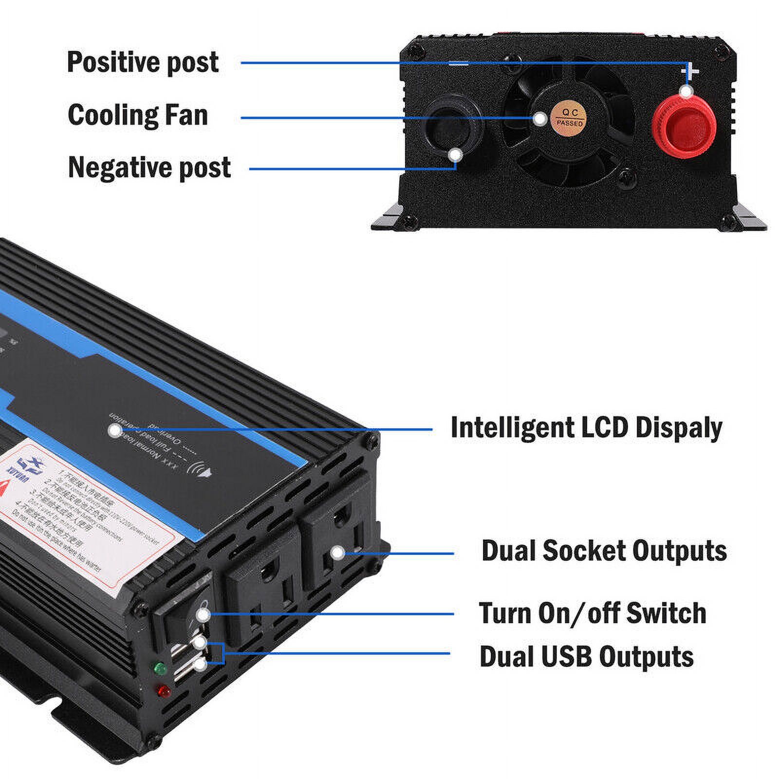 7000W Inversor de corriente para Carro Auto Convertidor solar DC 12/24V a AC110V