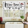 thumbnail image 3 of Black and White Kitchen Curtains 52Wx18H Inch Rod Pocket Wine Valance Rustic Barn Wood Grapes Plant Farmhouse Country Vintage Printed Small Short Bedroom Living Room Window Drapes 1 Panel, 3 of 5