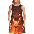 thumbnail image 1 of Fotbe Magma Fire Black Dragon Vestido de Verano sin Mangas para Mujer – Vestido Midi Línea A, Estilo Camiseta Floral, Vestido Playero Casual y Fluido, 1 of 7