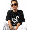 thumbnail image 2 of Women's Graphic T-Shirt Black 3XL Women's Tops Funny Cat Digital Illustration Crew Neck Short Sleeve Shirts for Women, 2 of 3