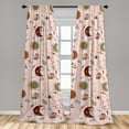 thumbnail image 4 of Ambesonne Zodiac Curtains, Mystical Eye Leaf Witchy Art, Pair of 28"x63", Pale Pink Green Brown, 4 of 5
