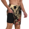 thumbnail image 2 of Naloa Gothic Eastern Floral Skull Print Men Swim Trunks with Compression Liner ,Board Shorts,Men's Swim Shorts with Drawstring and Elastic Waistband-Medium, 2 of 6