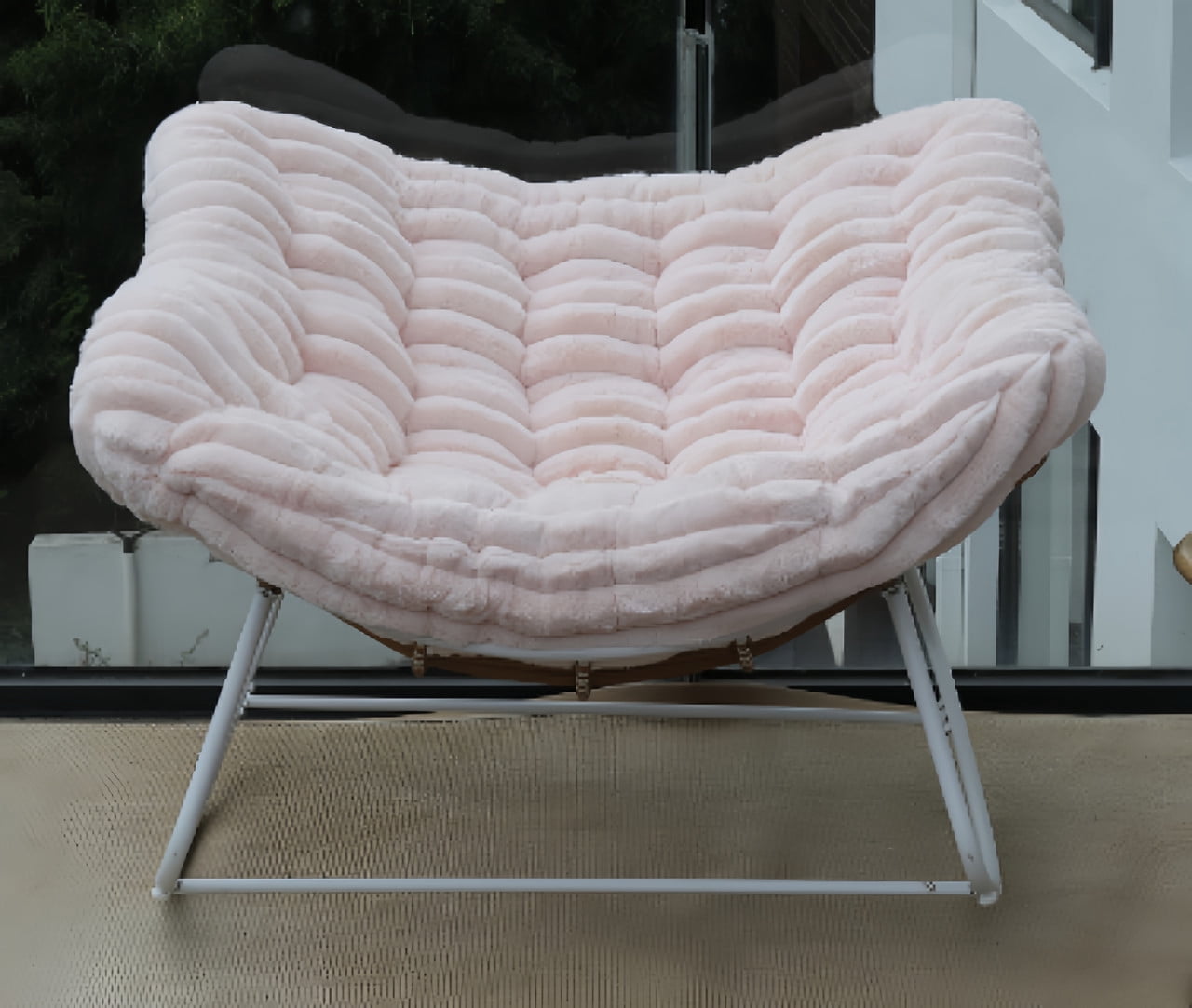 Oversized Rocking Chair, Indoor Outdoor Patio Wicker Rocker with Thick Cushion, Patio Lounge Chair Rocking Recliner