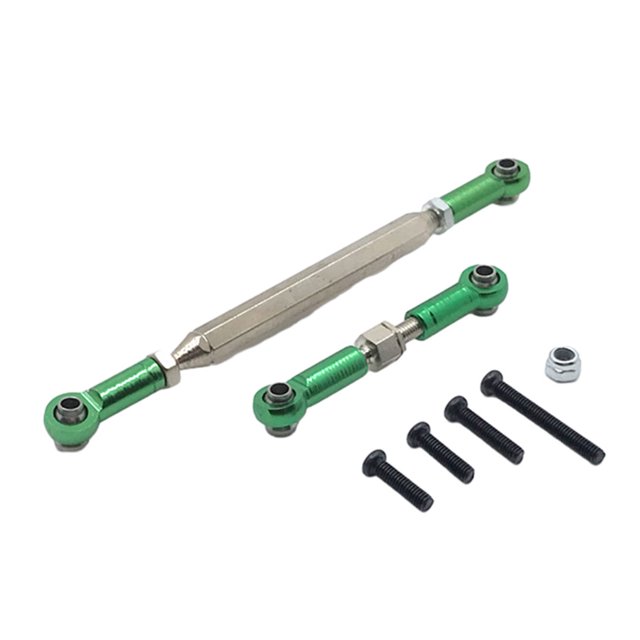 Bewildely 2 piezas 1/12 varilla de enlace de dirección RC pieza de actualización aleación de aluminio varilla de amarre de dirección duradera Kits de construcción modelo Verde