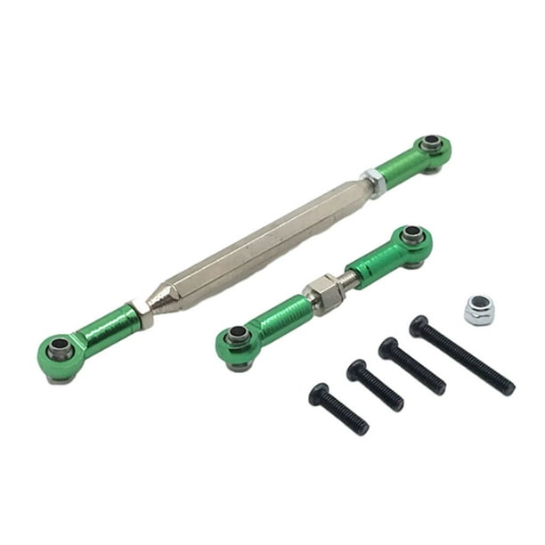 Bewildely 2 piezas 1/12 varilla de enlace de dirección RC pieza de actualización aleación de aluminio varilla de amarre de dirección duradera Kits de construcción modelo Verde