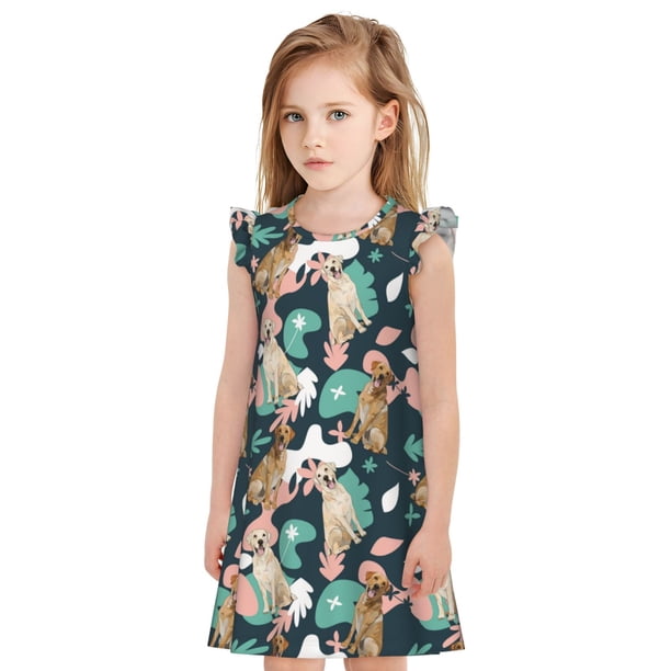 Balery Labrador Retriever Dog Camisón de princesa para niñas, pijama de algodón con mangas abullonadas, suave y bonito.-XX-Large