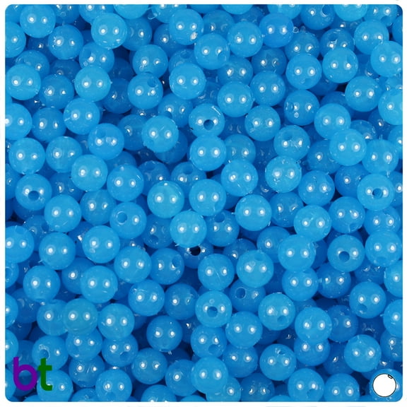 BeadTin Blue Glow  6mm Round Plastic Beads (500pcs)