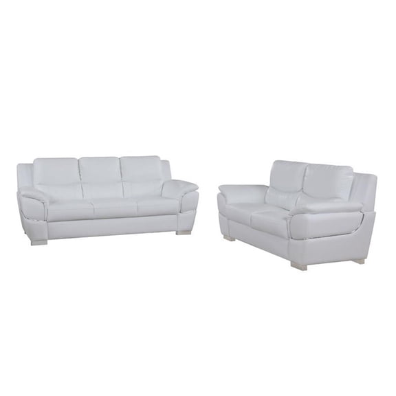 Titan Furnishings Modern Leather Upholstered Sofa & Loveseat Set in White