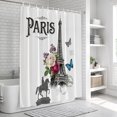 thumbnail image 6 of Paris Eiffel Tower Bathroom Shower Curtains with 12 Hooks Polyester Waterproof Shower Curtain for Stalls and Bathtubs Rustic Rose Floral Sculpture Butterfly Decorative Bathroom Curtain 54x78 Inches, 6 of 9