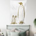 thumbnail image 4 of Sea Animals Tapestry, Engraving Antique Illustration King Penguin and Baby Penguins Nestling Nature, Wall Hanging for Bedroom Living Room Dorm Decor, 60W X 80L Inches, Olive Green, by Ambesonne, 4 of 5
