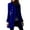 Blue, variant on CharmCyan Women's Solid Color Button Lapel Woolen Button Long Sleeved Jacket Army Green L