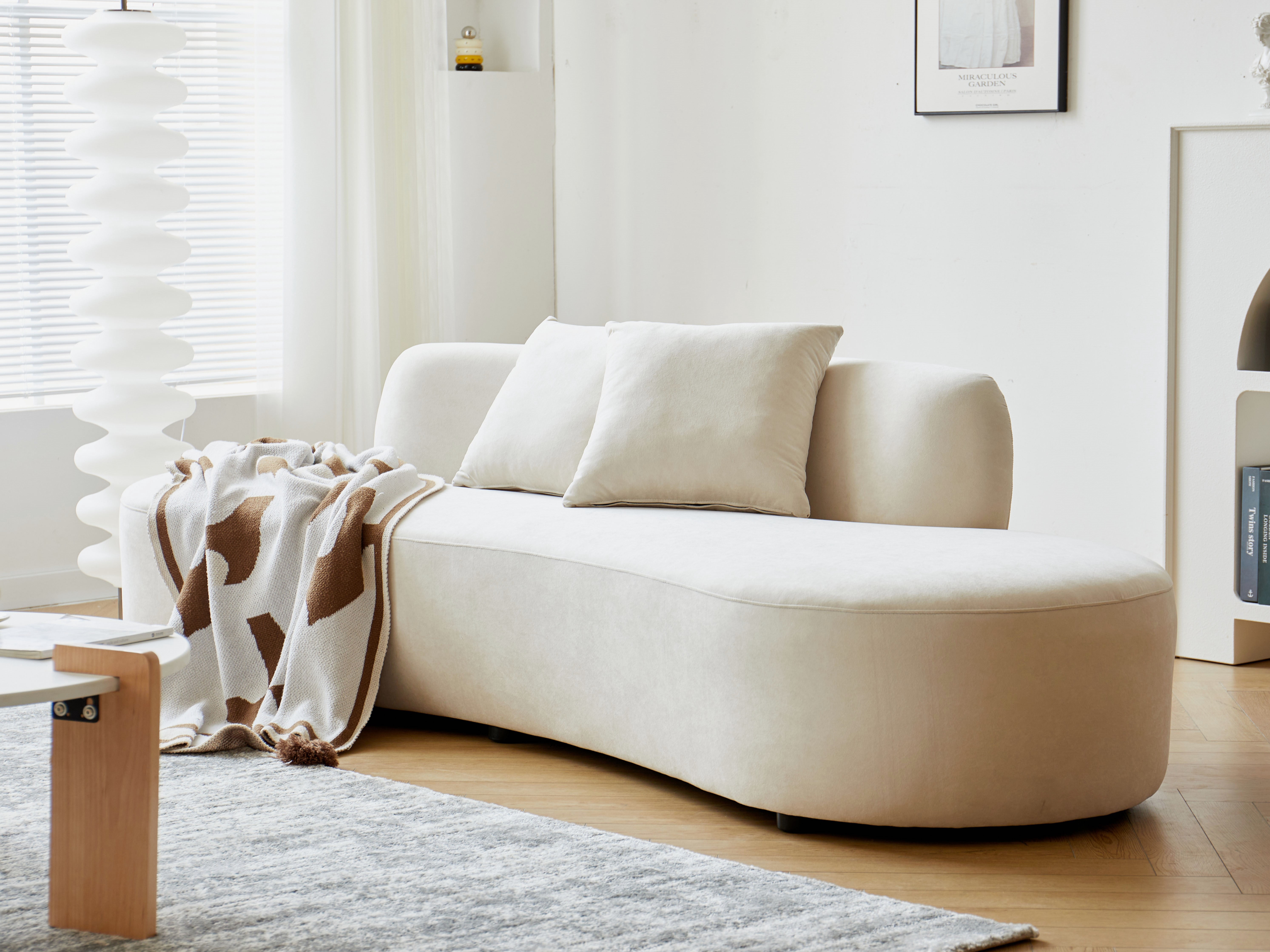 US Pride Furniture 90.2 inch Elegant Half Moon Design Curved Luxury 4-Seat Sofa with High-Density Foam Filled Ivory