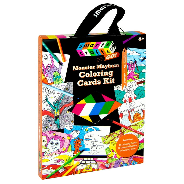 Smarts & Crafts Monster Mayhem Coloring Cards Craft Kit (37 Pieces