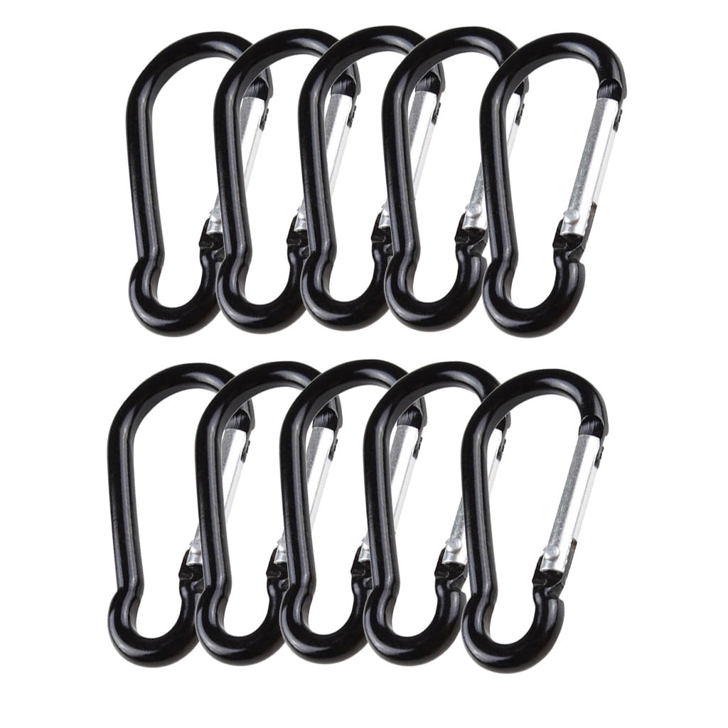 10Pcs Aluminum Snap Hook Carabiner D-Ring Key Chain Clip Keychain Hiking Camping 