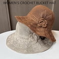 thumbnail image 2 of Women's Crochet Bucket Hat with Flower Accent, Wide Brim Hat, Lightweight and Adjustable(B), 2 of 7