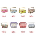 thumbnail image 2 of Small Sewing Basket Printed Design Sewing Tools Storage Box with Built-in Pin Cushion Interior Pocket, 2 of 5