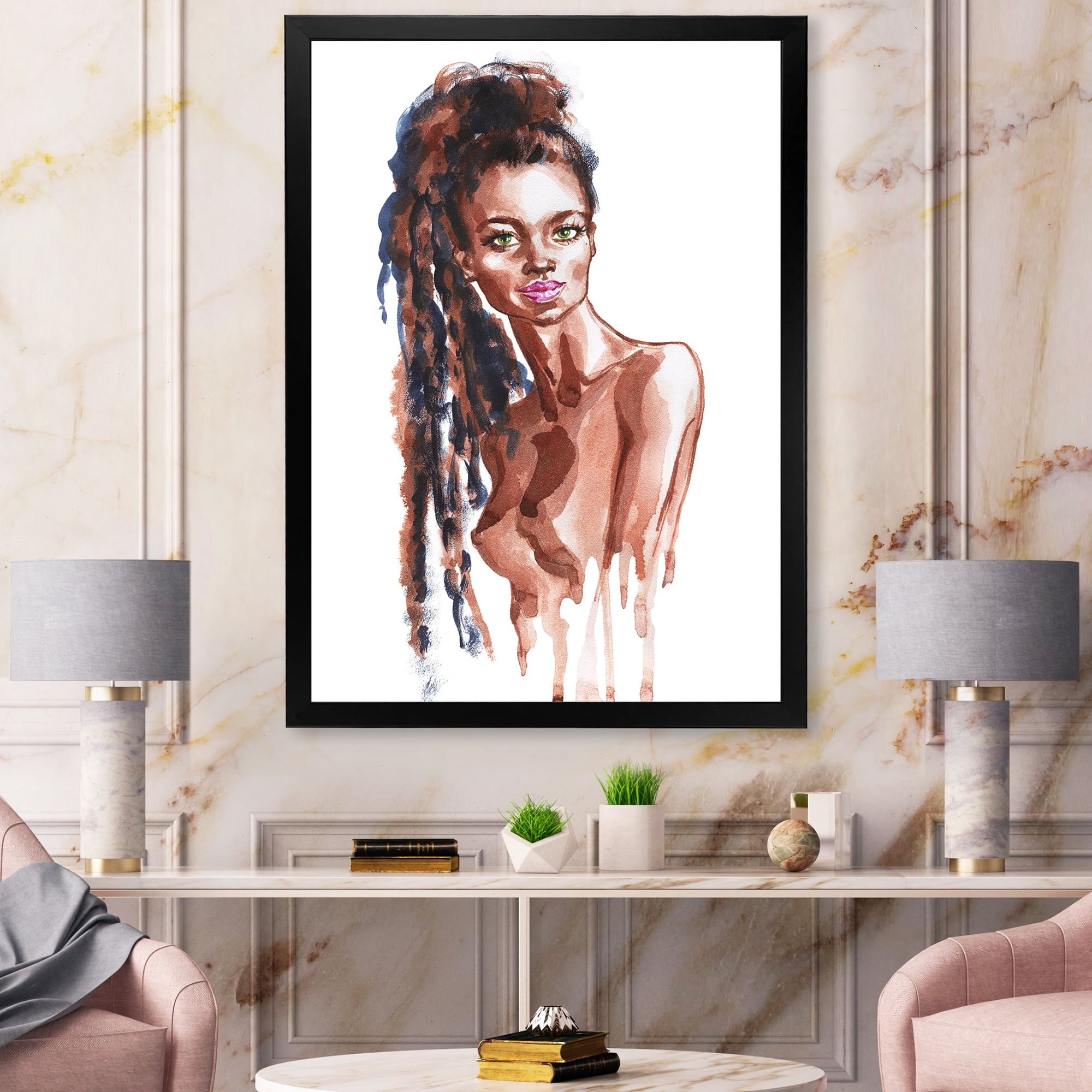 Designart 'Portrait of Afro American Woman VIII' Modern Framed Art Print
