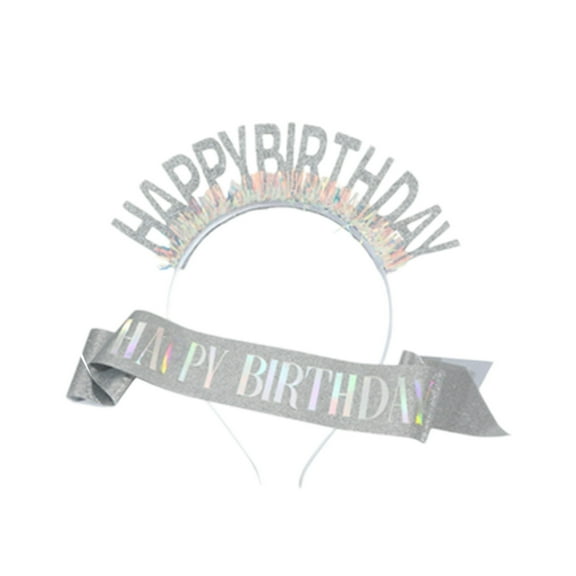 Princess Birthday & Sash Set - Sparkling & "Happy Birthday" Sash for Girls - Party Decorations & Photo Props for Special Occasions