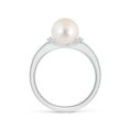 thumbnail image 2 of ANGARA Freshwater Cultured Pearl Ring with Diamond Collar in 14K White Gold for Women | June Birthstone, Birthday, Anniversary, Jewelry Gift for Women | Pearl Ring, 2 of 8