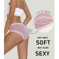 thumbnail image 3 of ANLIQI Womens Bamboo Viscose Cotton Underwear Lace Trim Panties 3 Pack Ultra Soft Moisture Wicking Breathable Bikini Panty Multipack (3F,XL), 3 of 5