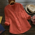 thumbnail image 2 of Chemises Boutonnées pour Femmes Blouse à Manches Longues en Lin de Coton, 2 of 4