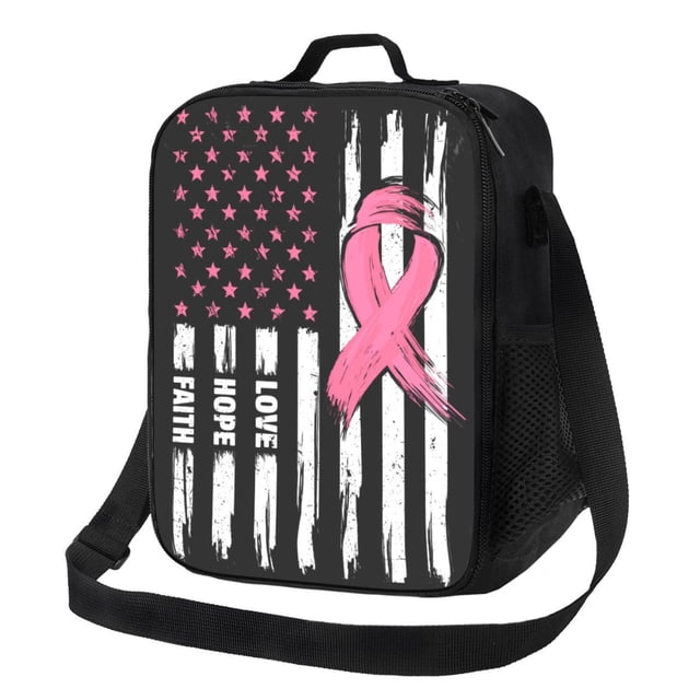 Disketp Ribbon Breast Cancer Awareness Bolsa Térmica Estampada para Almuerzo, Lonchera para Hombres y Mujeres Adultos