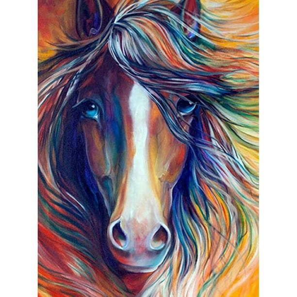 Pintura de diamante (DE7933) 30x40cm Kit redondo completo de caballo DIY Decoración de pared para el hogar (A3504) 45x60cm FLhrweasw Nuevo
