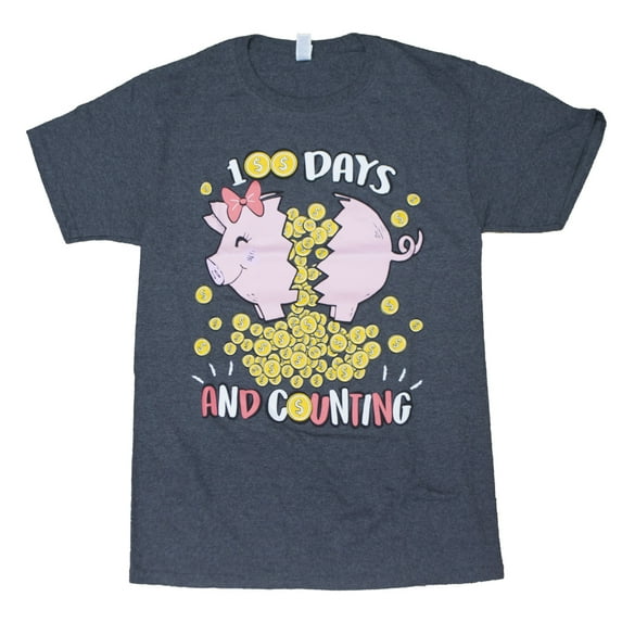 Tees2urdoor 100 Days and Counting T-Shirt, Adult Large, Black Heather