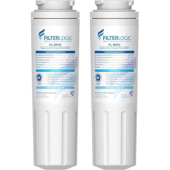 Filterlogic UKF8001 Water Filter Replacement for Whirlpool EDR4RXD1, 4396395, UKF8001AXX-200, UKF8001AXX-750, 46-9006, Puriclean II, FMM-2, FL-RF07, Refrigerator Water Filter, Pack of 2