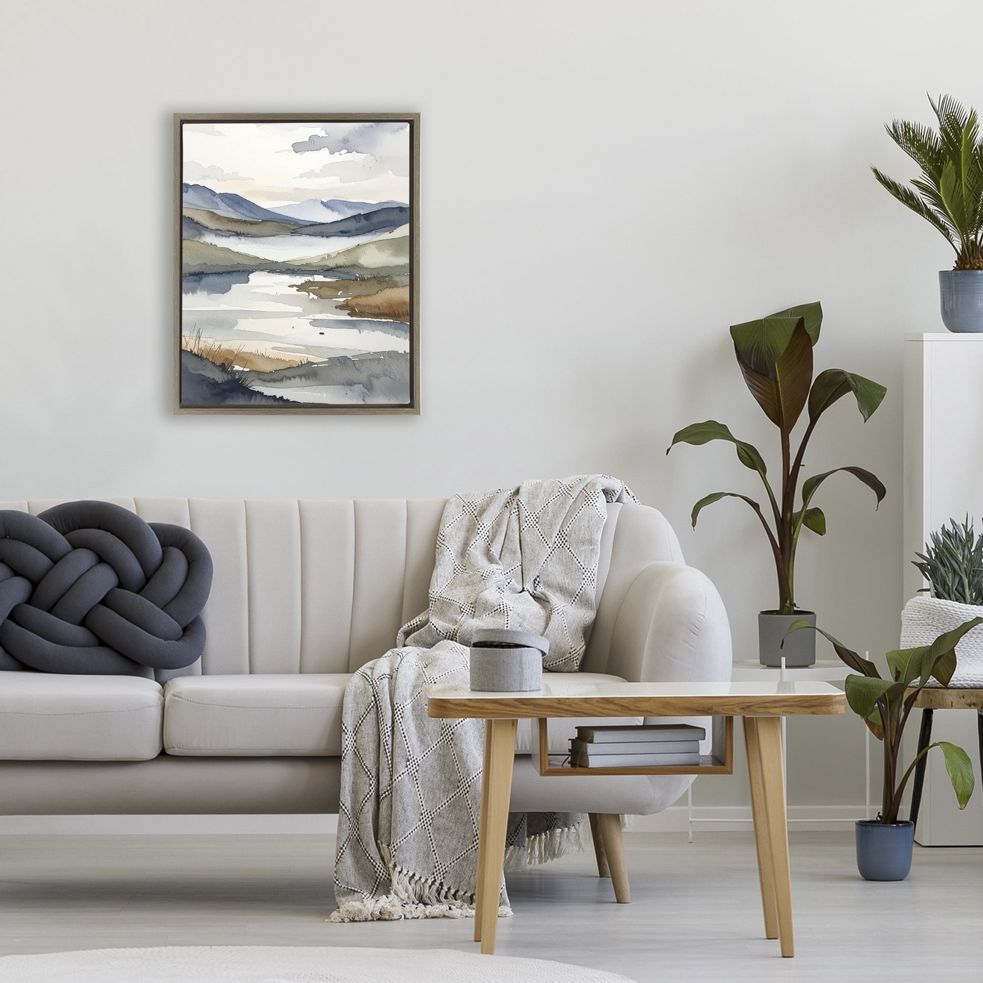 Stupell Industries Flow Of Water Pond Brown Framed Floater Canvas Wall Art, design by Alonza Saunders