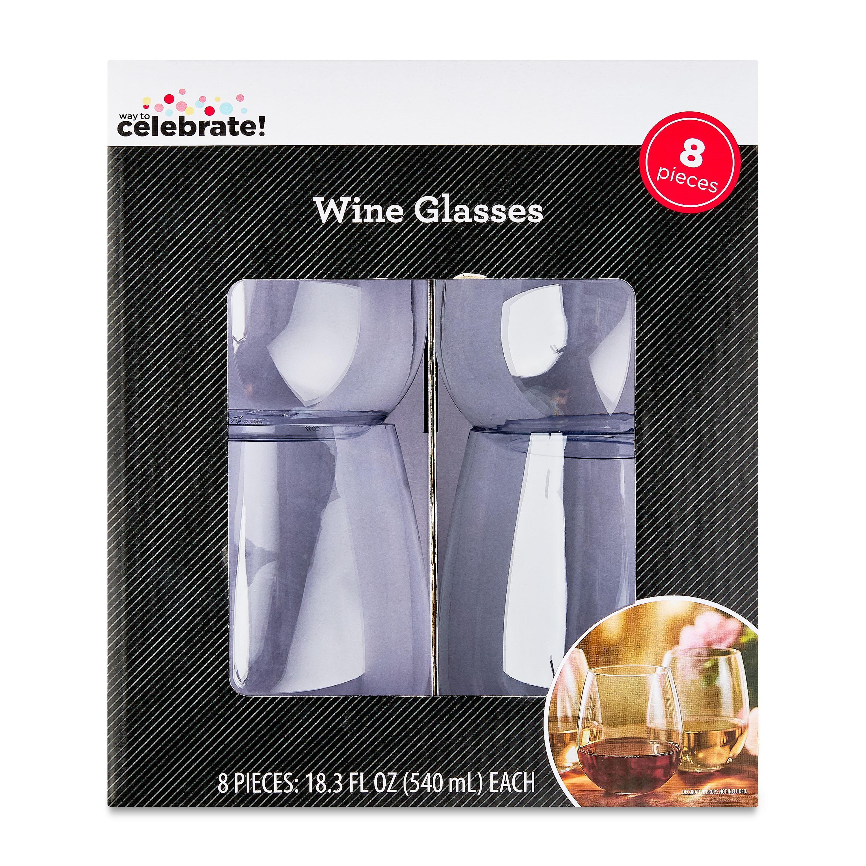 Way To Celebrate Stemless Plastic Wine Glasses, 8 Count photo 4