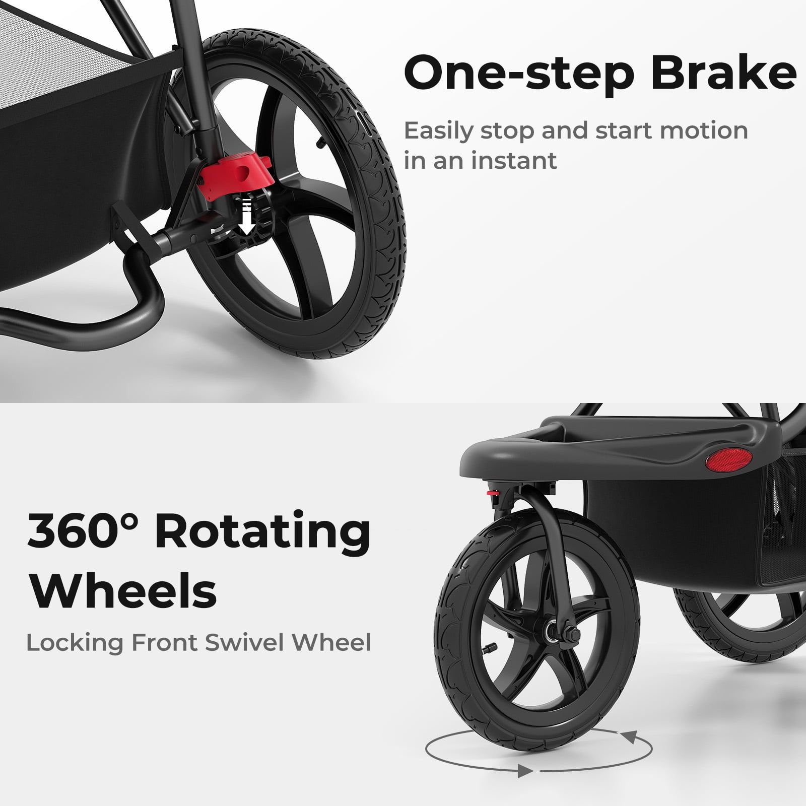 INFANS Jogging Stroller, Jogger Travel System with Shock Absorbing Suspension Dining Plate Cup Holder Adjustable Backrest, Lightweight Baby Strollers for Newborn