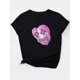 thumbnail image 2 of Camiseta informal con estampado de corazón y globo para mujer, manga corta y cuello redondo, punto de algodón negro para primavera/verano/otoño, atuendo informal de otoño | Camisa con estampado artíst, 2 of 7